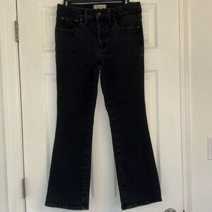 Madewell Black Mid-Rise Kick Out Jeans (Ankle-Crop Length)